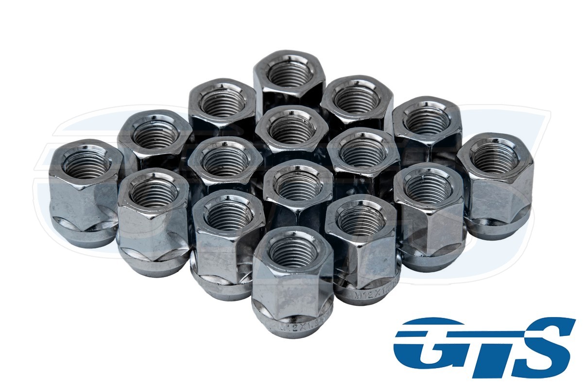 Гайки колёсные хром, конусные, открытые М12х1,25, высота 26 мм (ком 16шт)